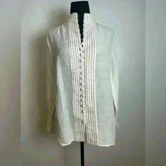 Soft Surroundings Lillith Tunic White Cream Button Front Lace Size Small P - Picture 8 of 15